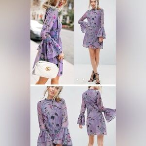 Little Mistress Purple Floral Dress